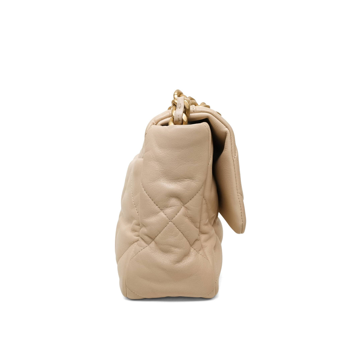 Beige Lambskin Quilted 19 Flap Large Mixed Hardware