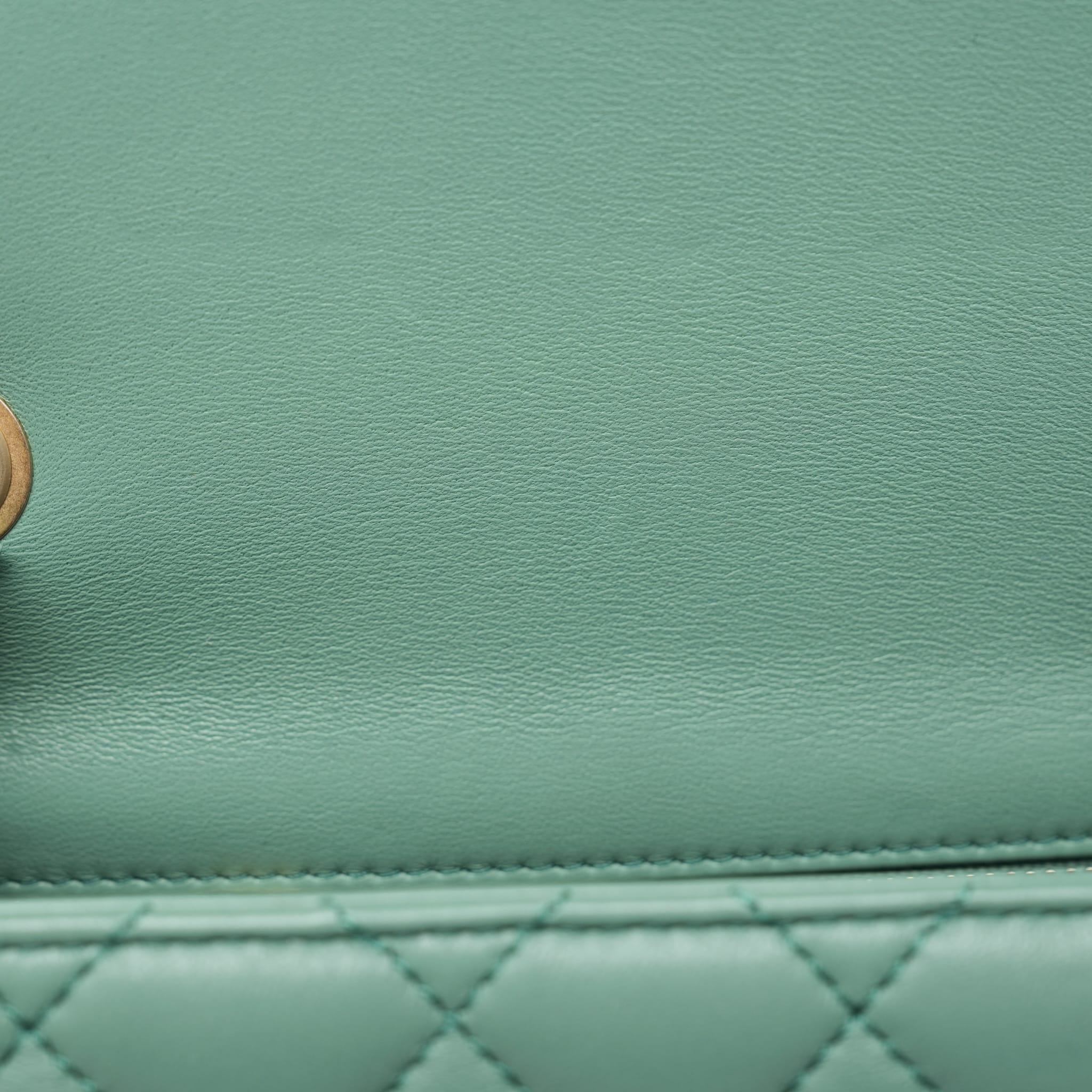 Product image 16 of 23: Green Lambskin Quilted Pearl Crush Mini Square Flap AGHW