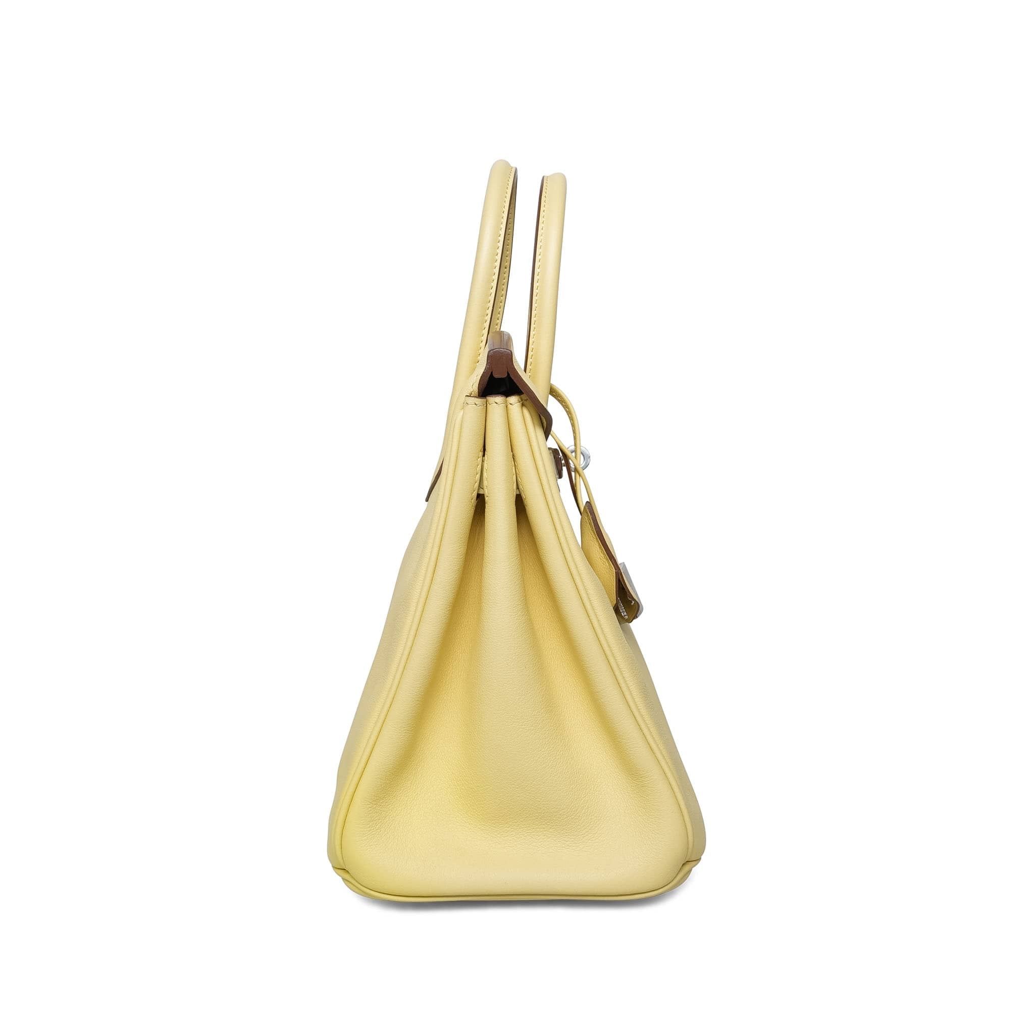 Birkin 25 Jaune Poussin Swift Palladium Plated T Stamp