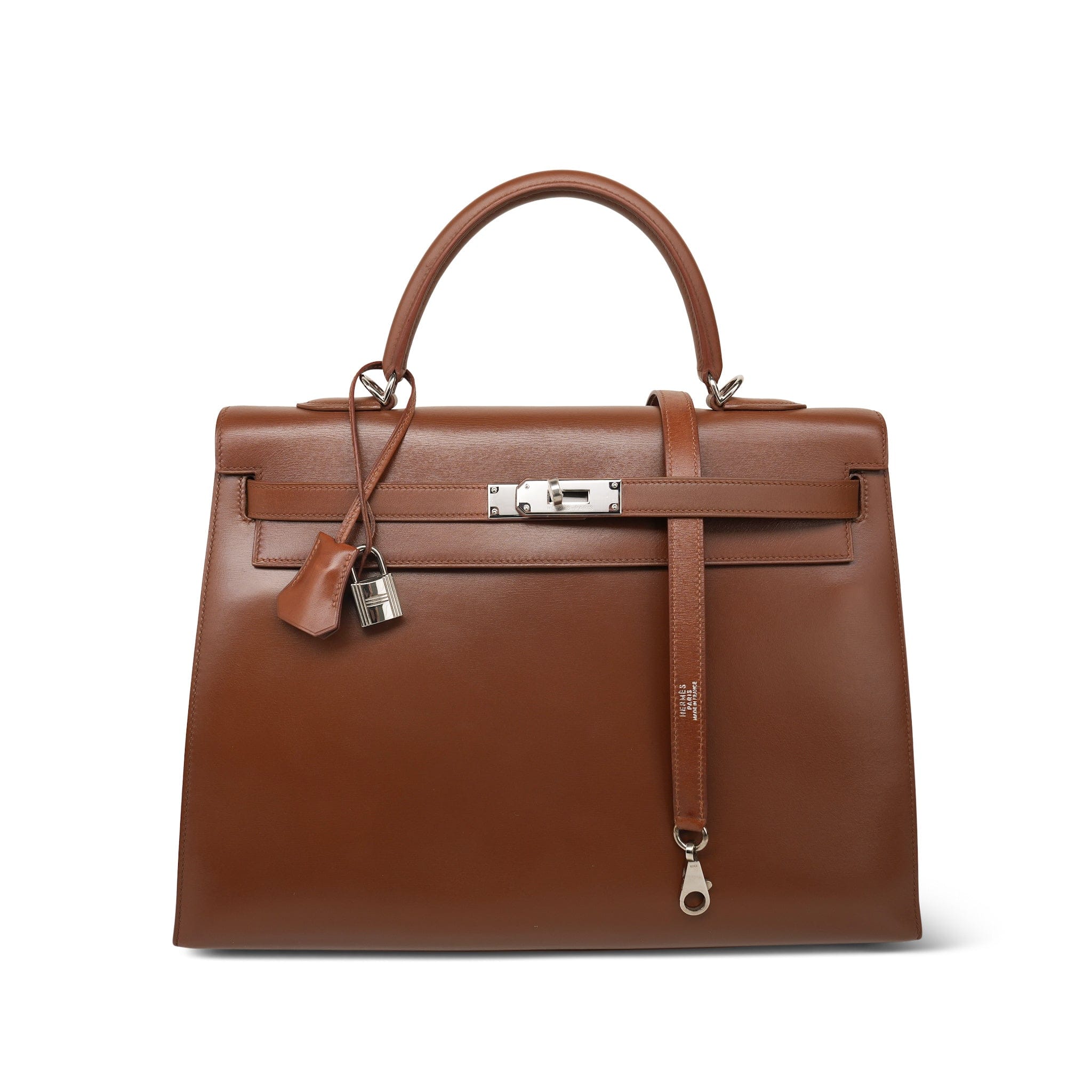 Kelly Sellier 35 Noisette Box Calfskin Palladium Plated E Square