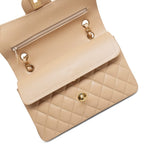 Product image 13 of 15: Beige Clair Caviar Quilted Double Flap Small Gold HW