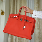 Product image 10 of 21: Birkin 35 Capucine Togo Palladium Plated P Square Stamp