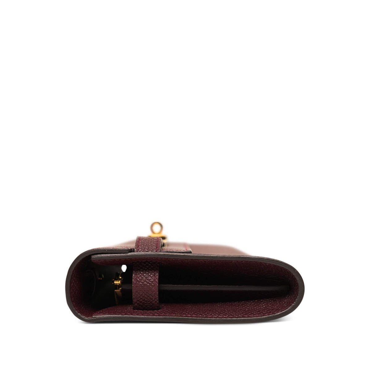 Kelly Wallet To Go Bordeaux Veau Epsom Gold Plated U Stamp