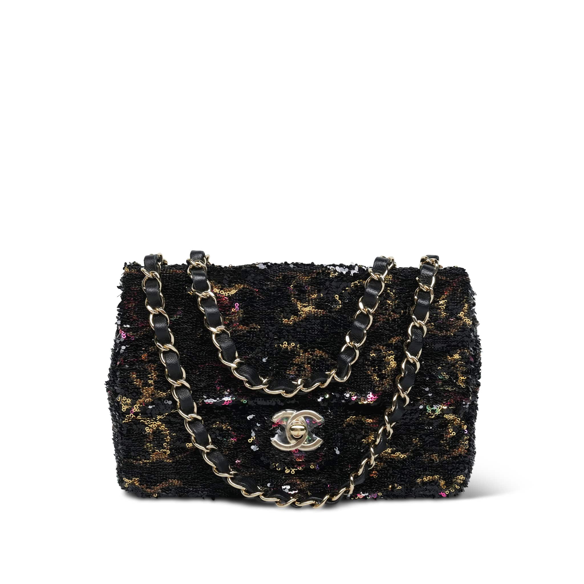 Product image 1 of 16: 23B Black Multicolor Reversible Sequins CC Single Flap Bag LGHW