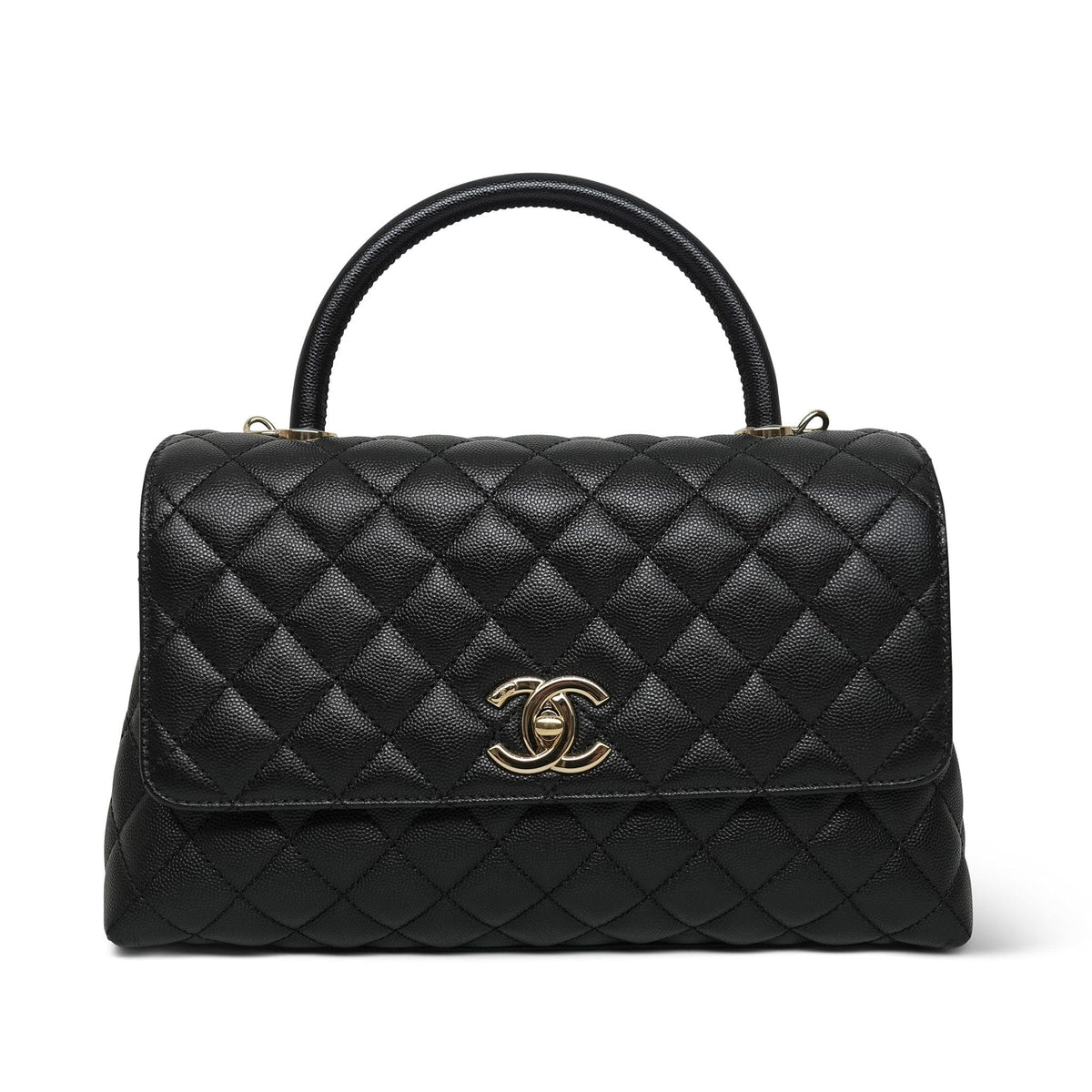 21K Black Caviar Quilted Coco Handle Medium LGHW