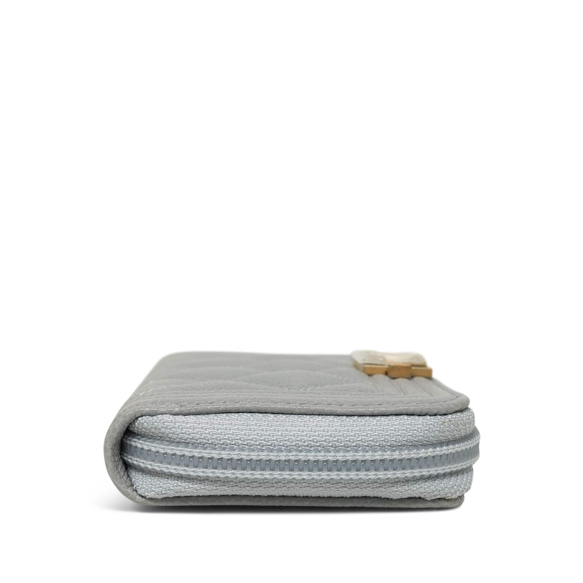 Light Grey Caviar Quilted Boy Zip Coin Purse AGHW