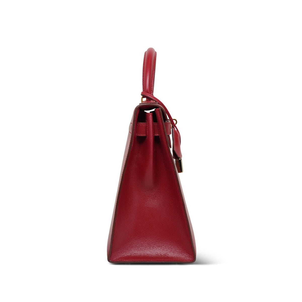 Kelly Sellier 28 Rouge Box Calfskin Gold Plated V Stamp
