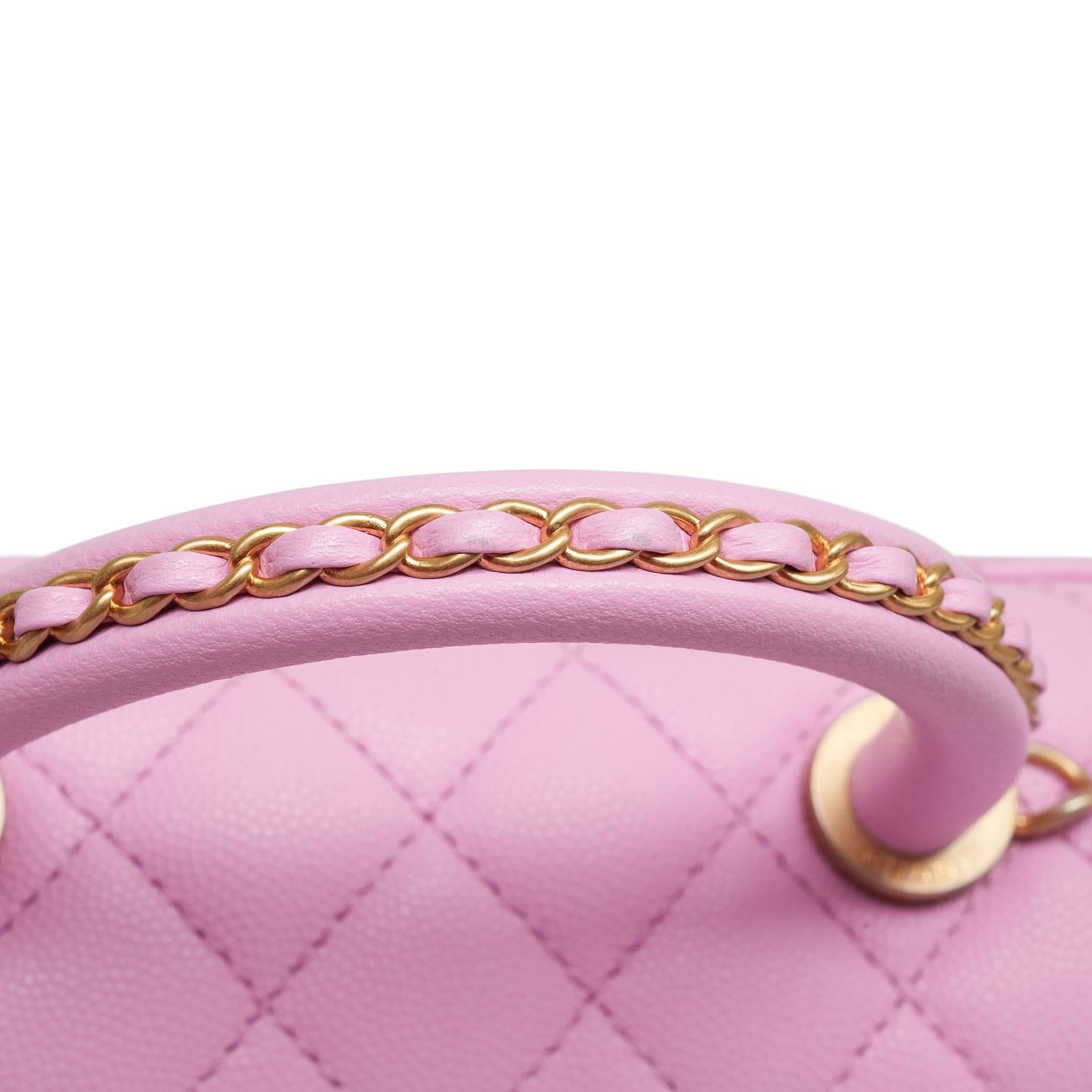 23P Lilac/Pink Caviar Quilted Coco Chain Handle Small AGHW