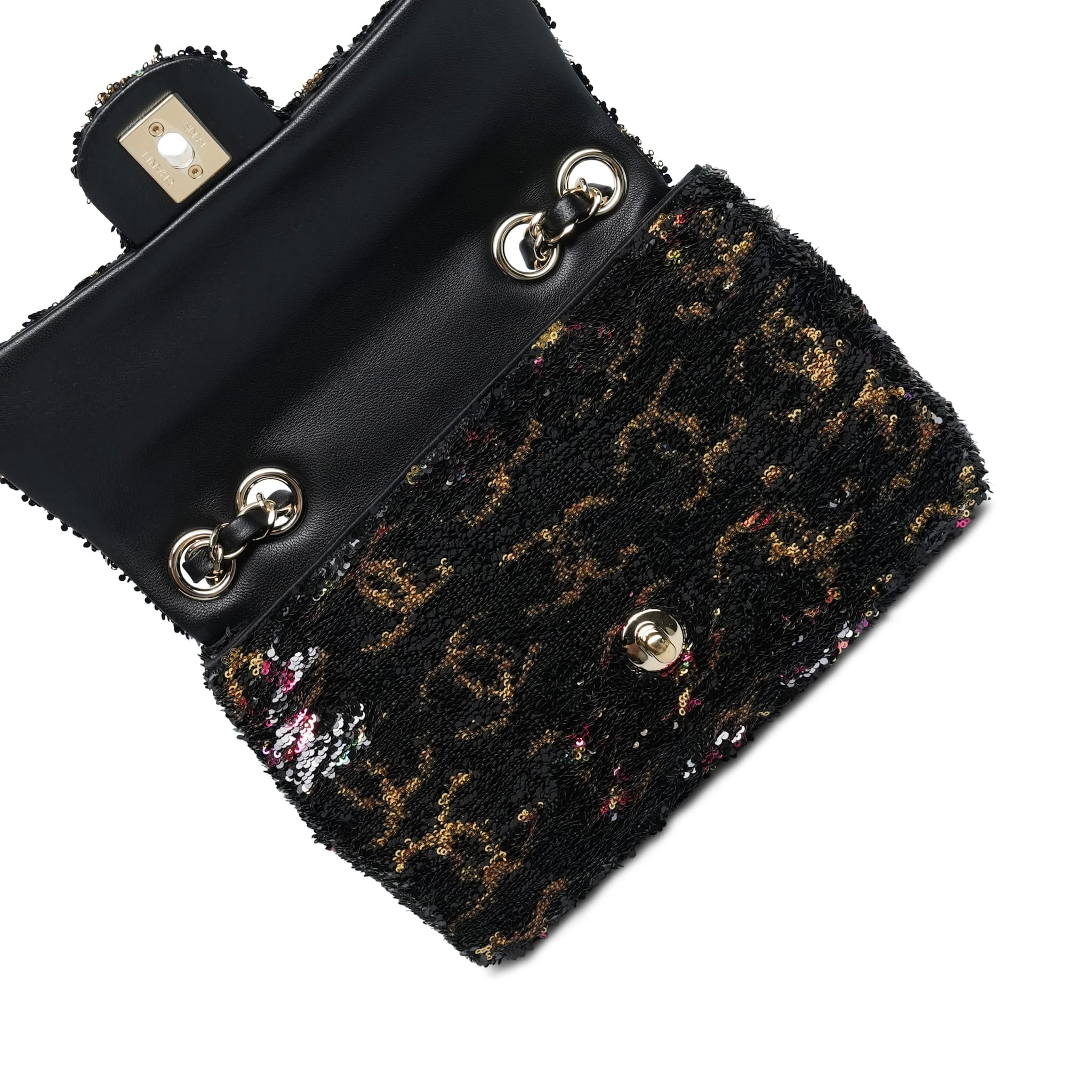 Product image 14 of 16: 23B Black Multicolor Reversible Sequins CC Single Flap Bag LGHW