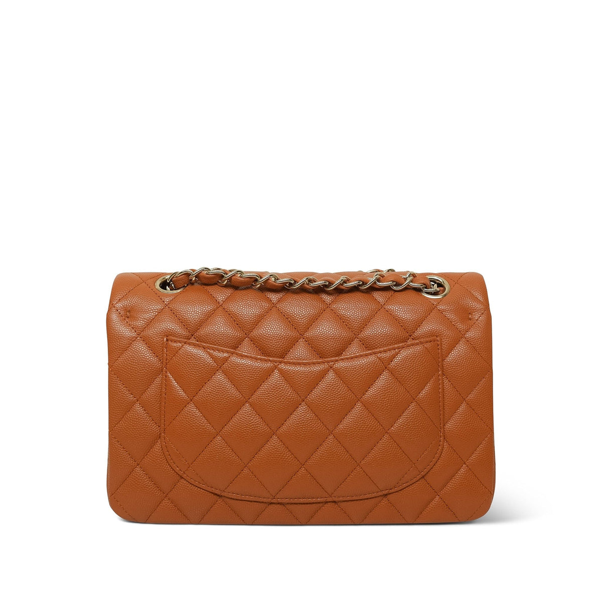 21A Caramel/Light Brown Caviar Quilted Classic Flap Small Light Gold Hardware