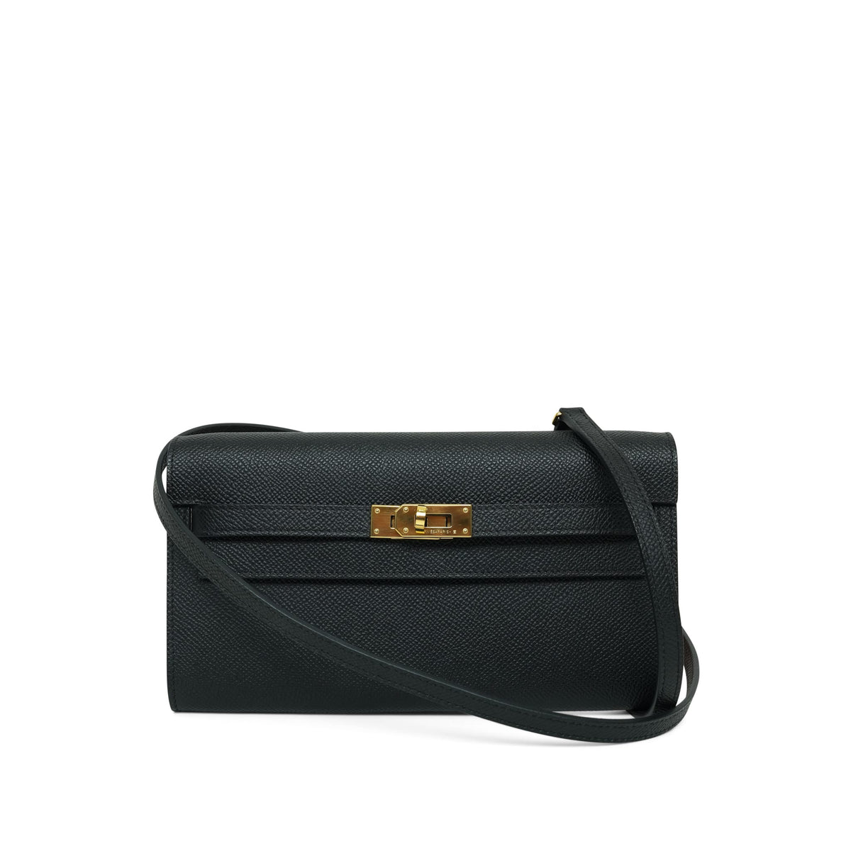 Kelly Wallet To Go Black Epsom Gold Plated B Stamp