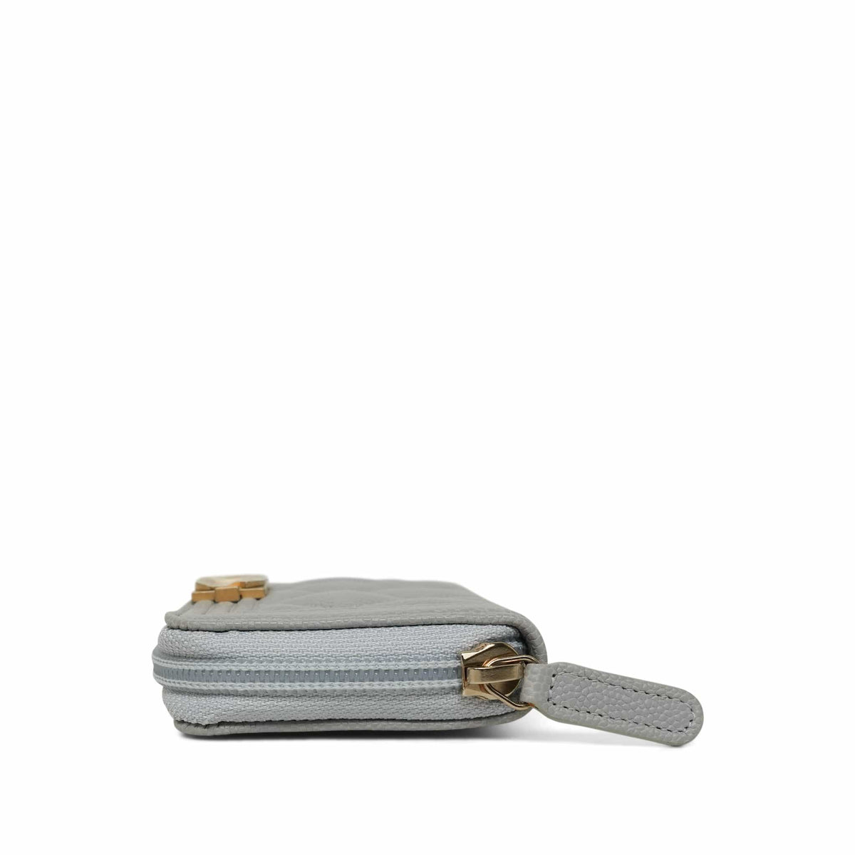 Light Grey Caviar Quilted Boy Zip Coin Purse AGHW