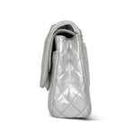 Product image 10 of 28: Silver Metallic Calfskin Quilted Classic Flap Medium Aged Gold Hardware