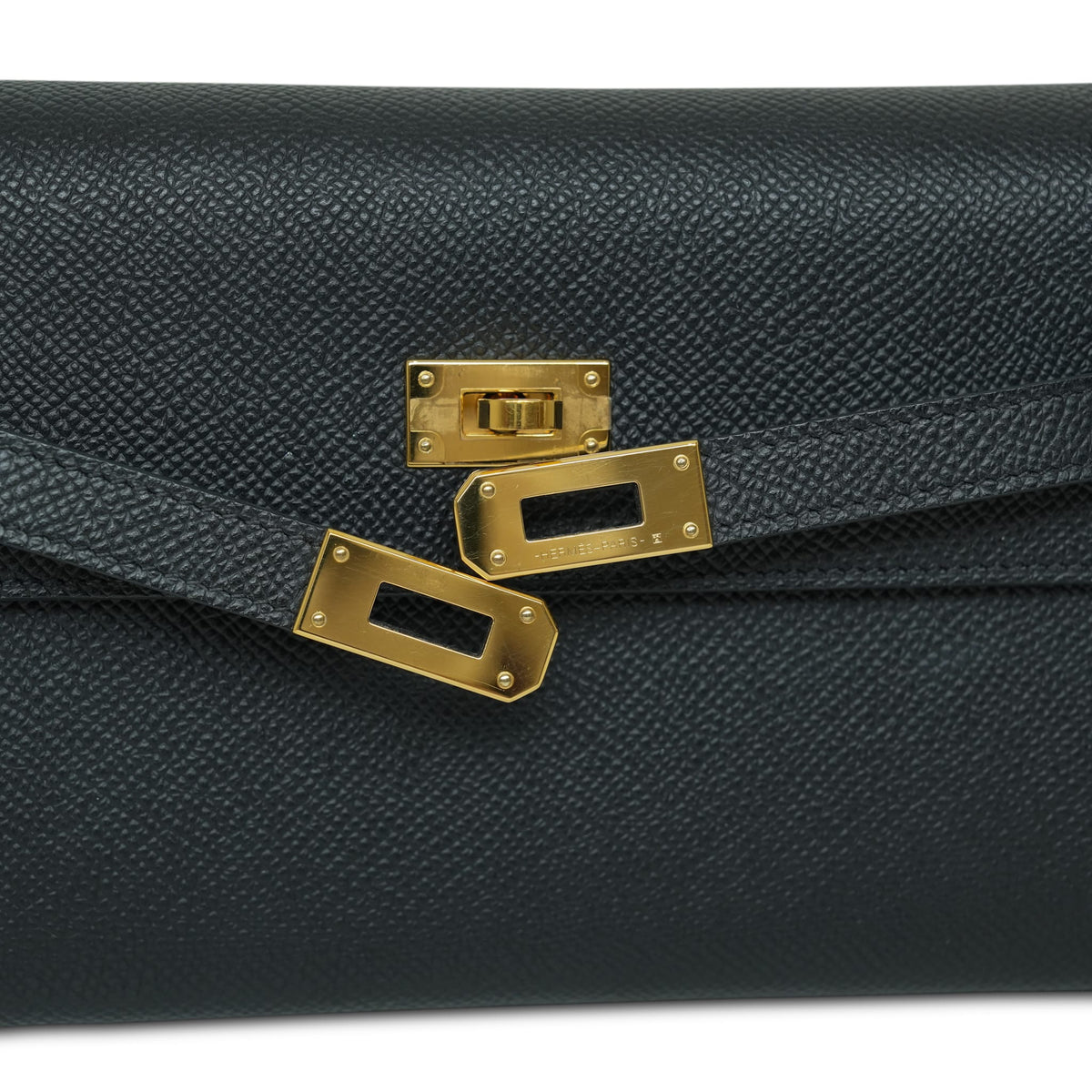Kelly Wallet To Go Black Epsom Gold Plated B Stamp