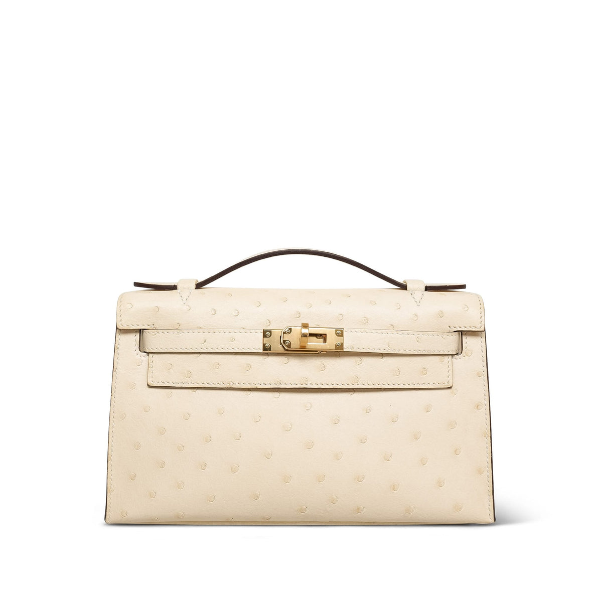 Kelly Pochette Nata Ostrich Gold Plated W Stamp