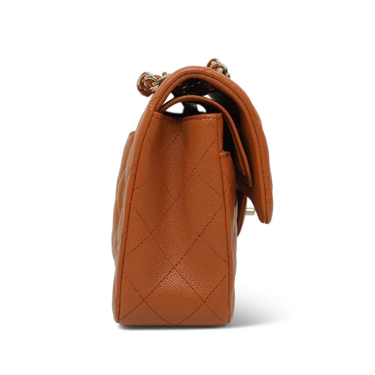 21A Caramel/Light Brown Caviar Quilted Classic Flap Small Light Gold Hardware