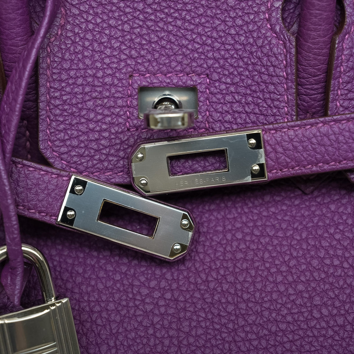 Birkin 25 Anemone Togo Palladium Plated R Square Stamp