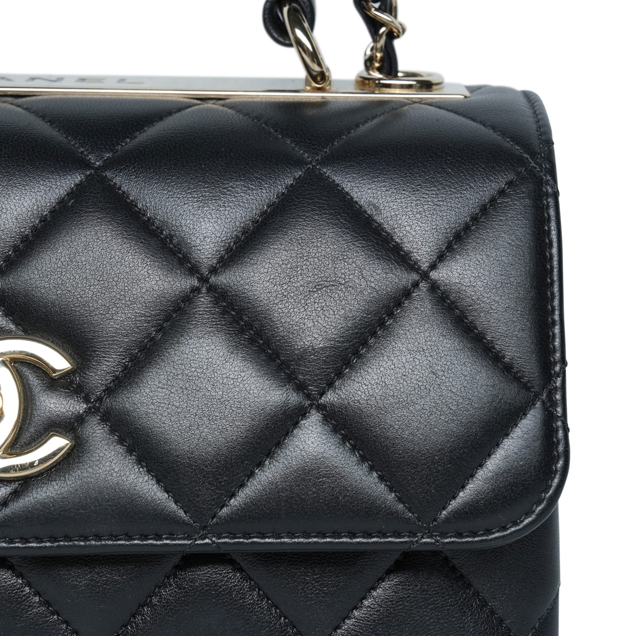 Product image 4 of 28: Black Lambskin Quilted Small Trendy CC LGHW