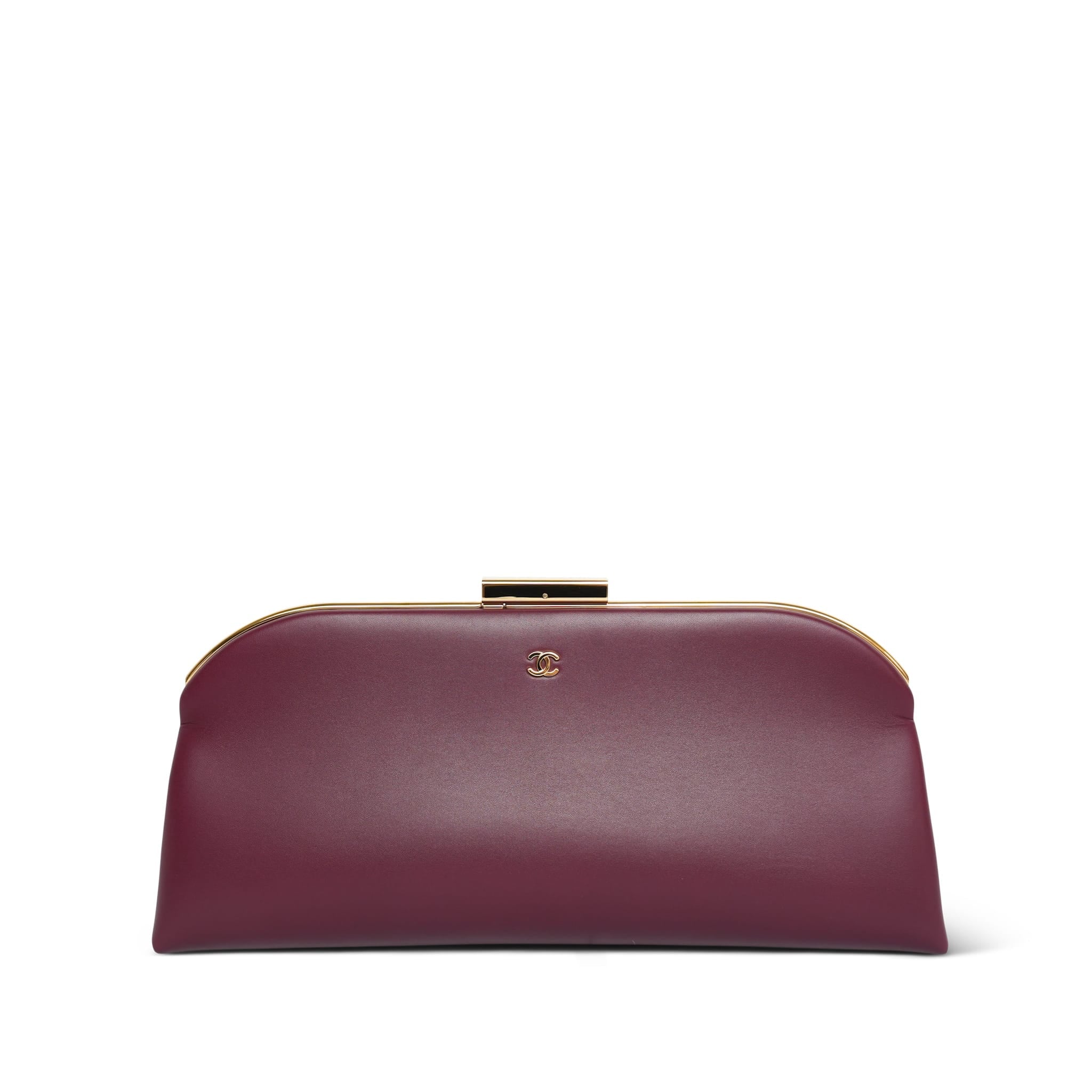 Product image 1 of 12: 26S Dark Burgundy Lambskin Large Clutch Light Gold Hardware