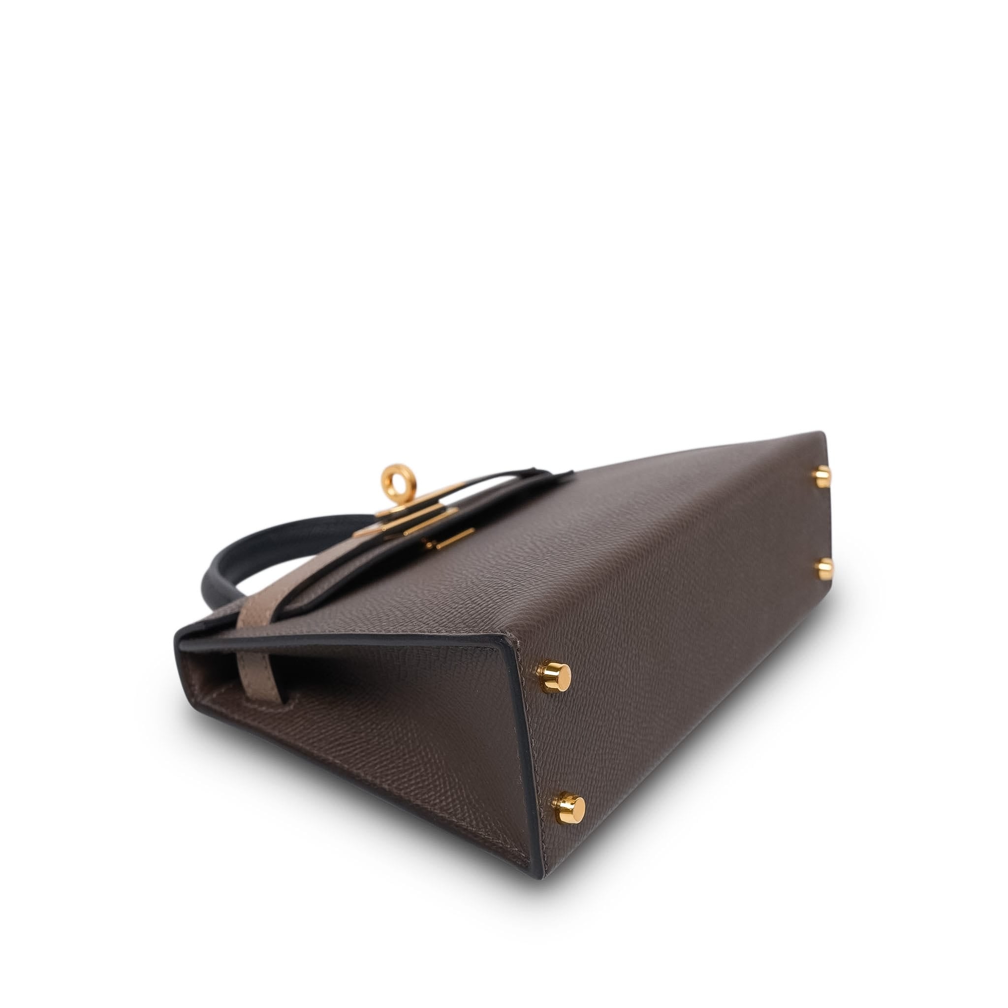 Product image 11 of 15: Mini Kelly Sellier Tri-Color Ecorce Etoupe Black Epsom Gold Plated B Stamp
