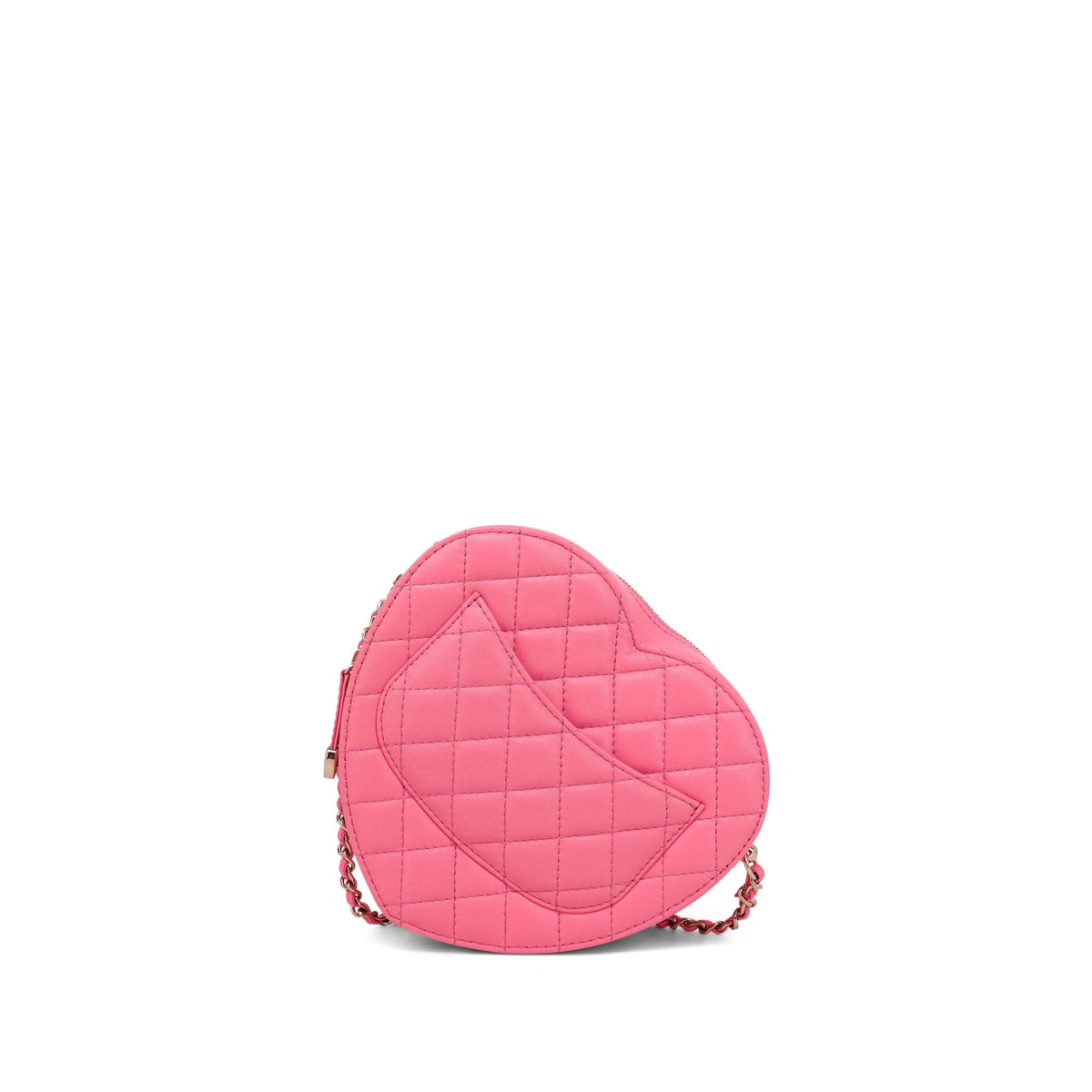 22S Pink Lambskin Quilted Heart Bag Large LGHW