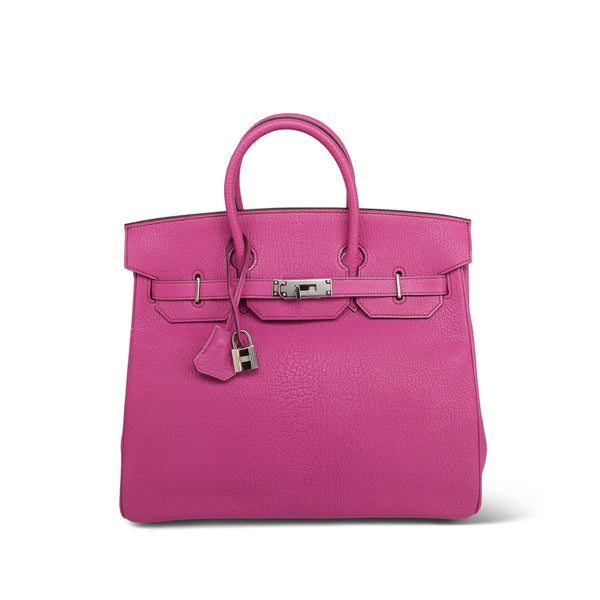 HAC 32 Fuchsia Chèvre de Coromandel Palladium Plated J Square