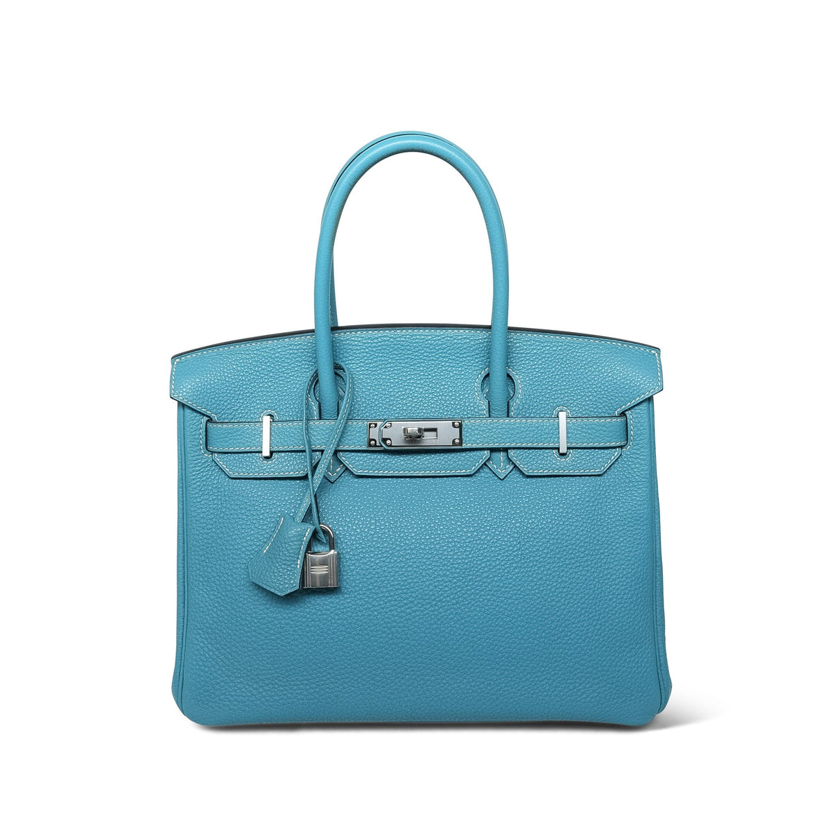Birkin 30 Bleu Jean Togo Palladium Plated L Square Stamp