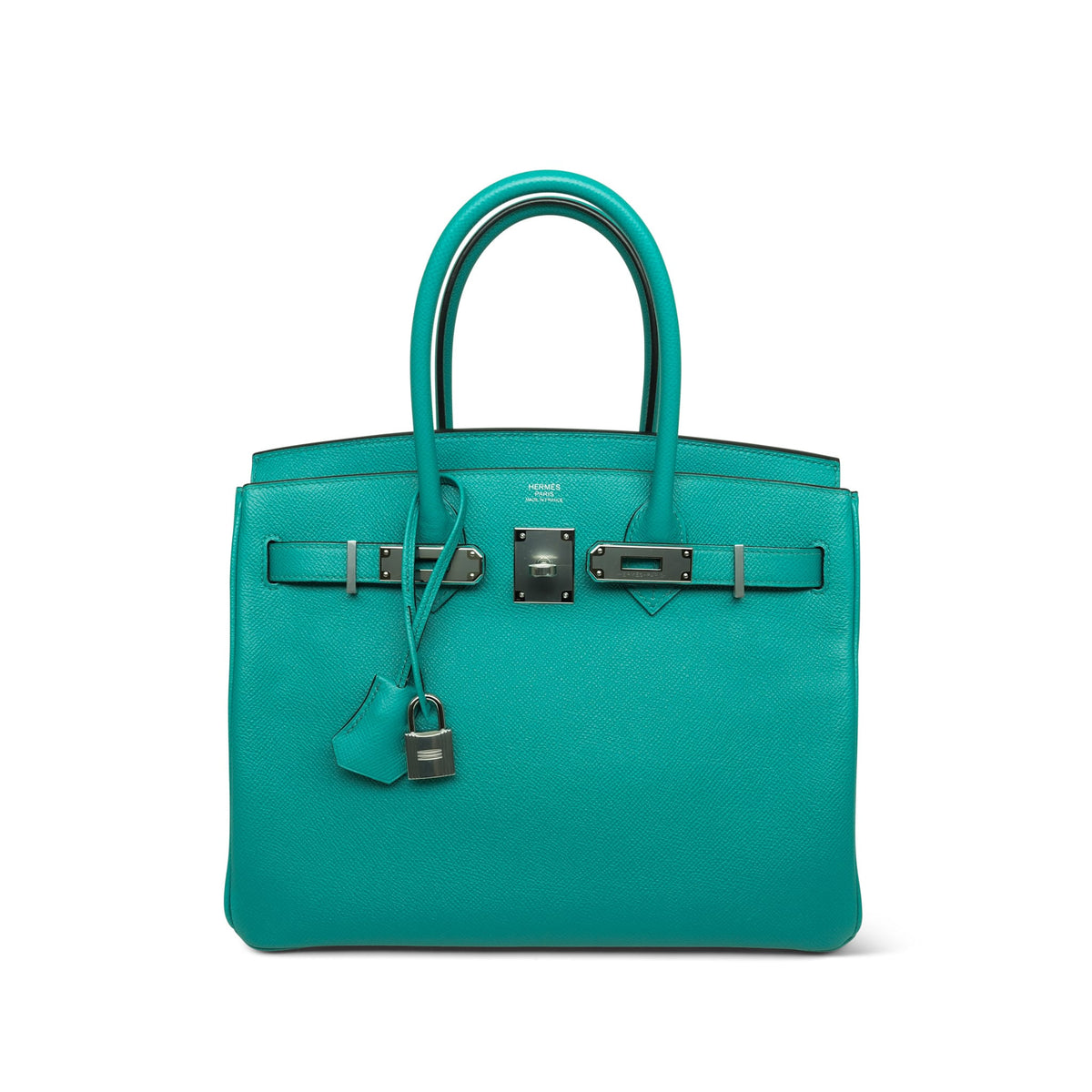 Birkin 30 Bleu Paon Epsom Palladium Plated D Stamp