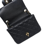 Product image 19 of 21: Black Lambskin Quilted Square Flap Mini Light Gold Hardware