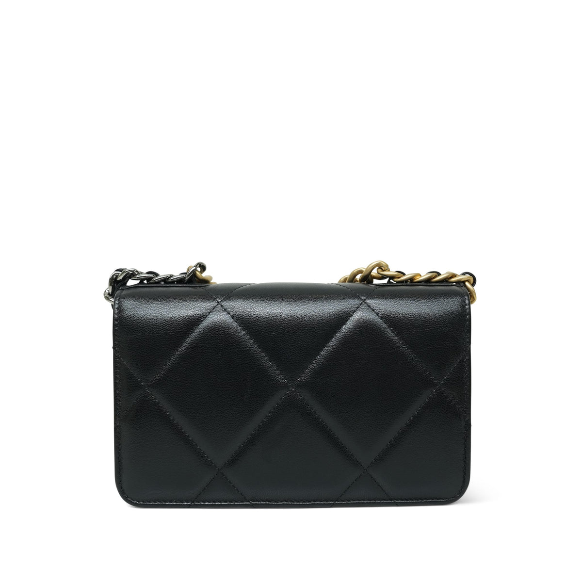 Black Lambskin Quilted 19 Wallet On Chain WOC Mixed Hardware