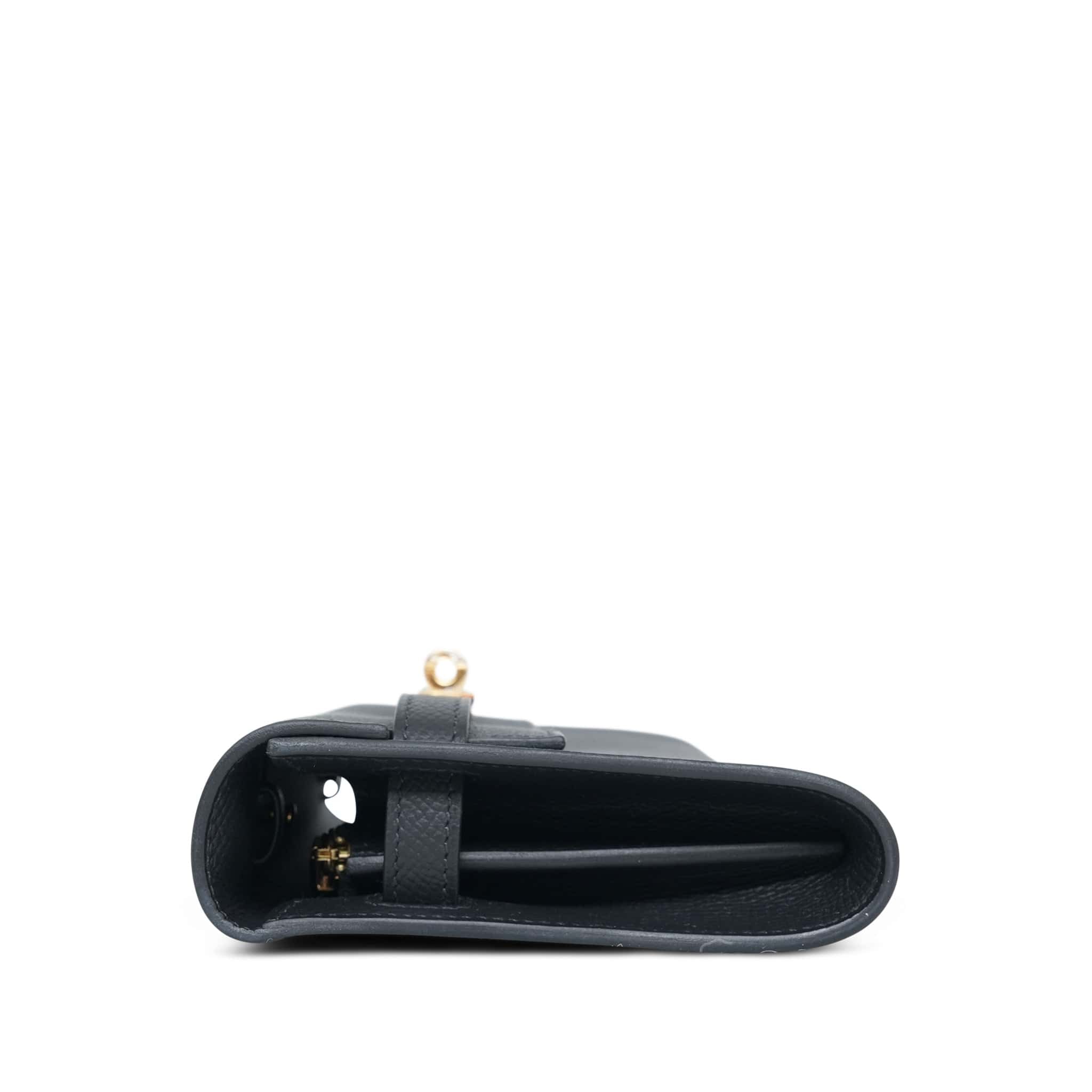 Product image 5 of 15: Kelly Wallet To Go Black Epsom Gold Plated G Stamp