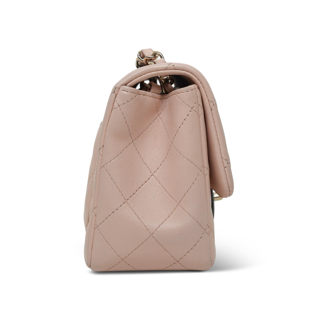 Light Beige/Black Bi-Color Lambskin Quilted Mini Square Flap Light Gold Hardware