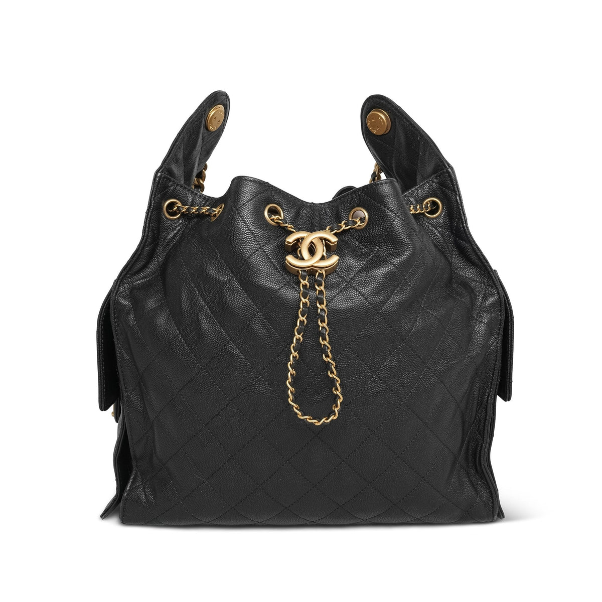 Black Caviar Quilted 25 Hobo Bag Medium Aged Gold Hardware