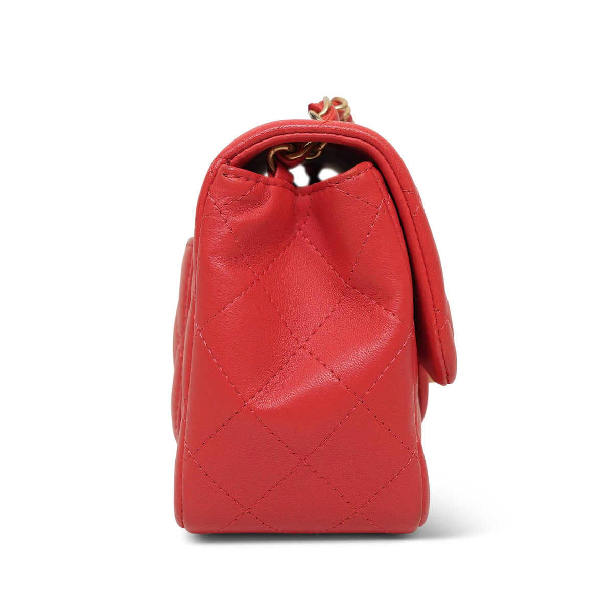 Red Lambskin Quilted Mini Square Flap AGHW