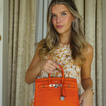 Product image 6 of 17: Birkin 25 Orange Epsom Palladium Plated L Square Stamp