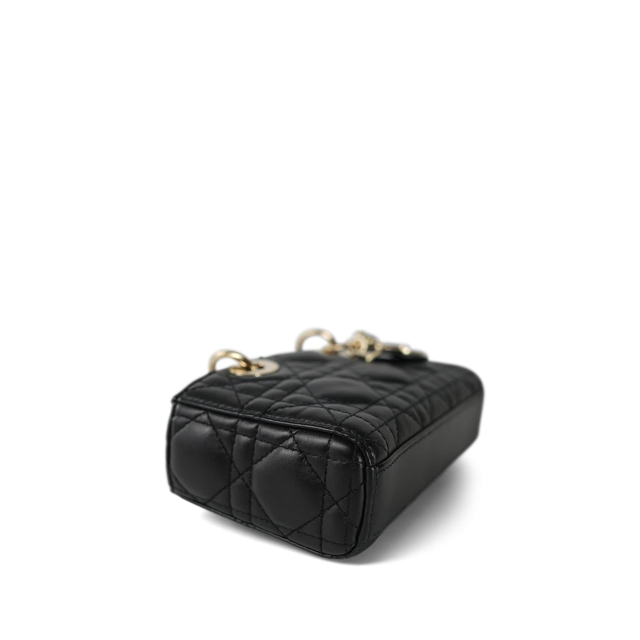 Lady D-Joy Black Lambskin Cannage Micro – REDELUXE