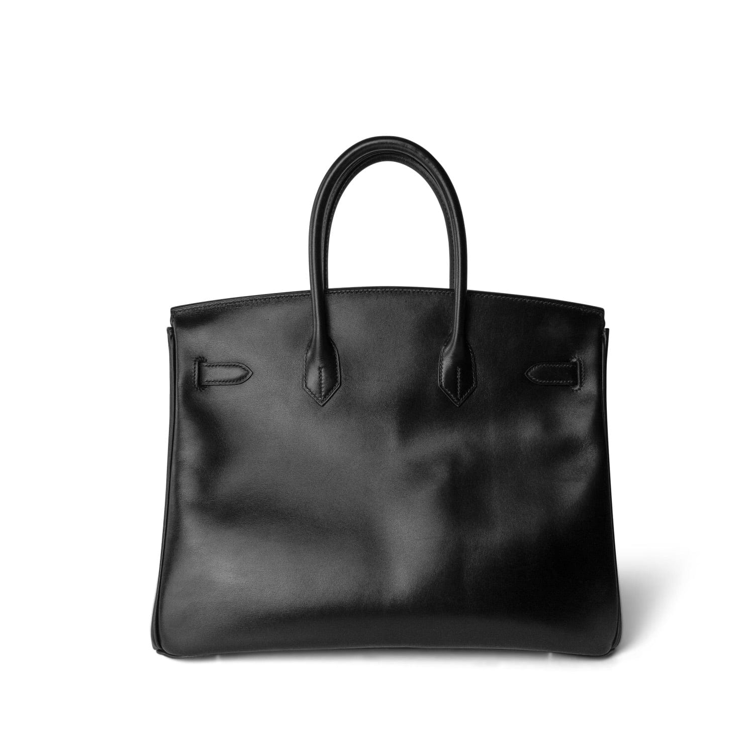 Birkin 35 Black Box Calfskin Palladium Plated F Square Stamp