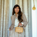 Product image 6 of 17: Braided Rattan Cruise Vanity Case Aged Gold Hardware