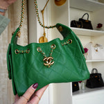 Product image 10 of 19: Green Caviar Quilted 25 Hobo Bag Mini Gold Hardware