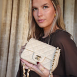 Product image 2 of 17: Light Beige Lambskin Quilted Mini Square Flap LGHW