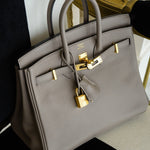 Product image 14 of 17: Birkin 25 Gris Asphalte Novillo Gold Plated D Stamp