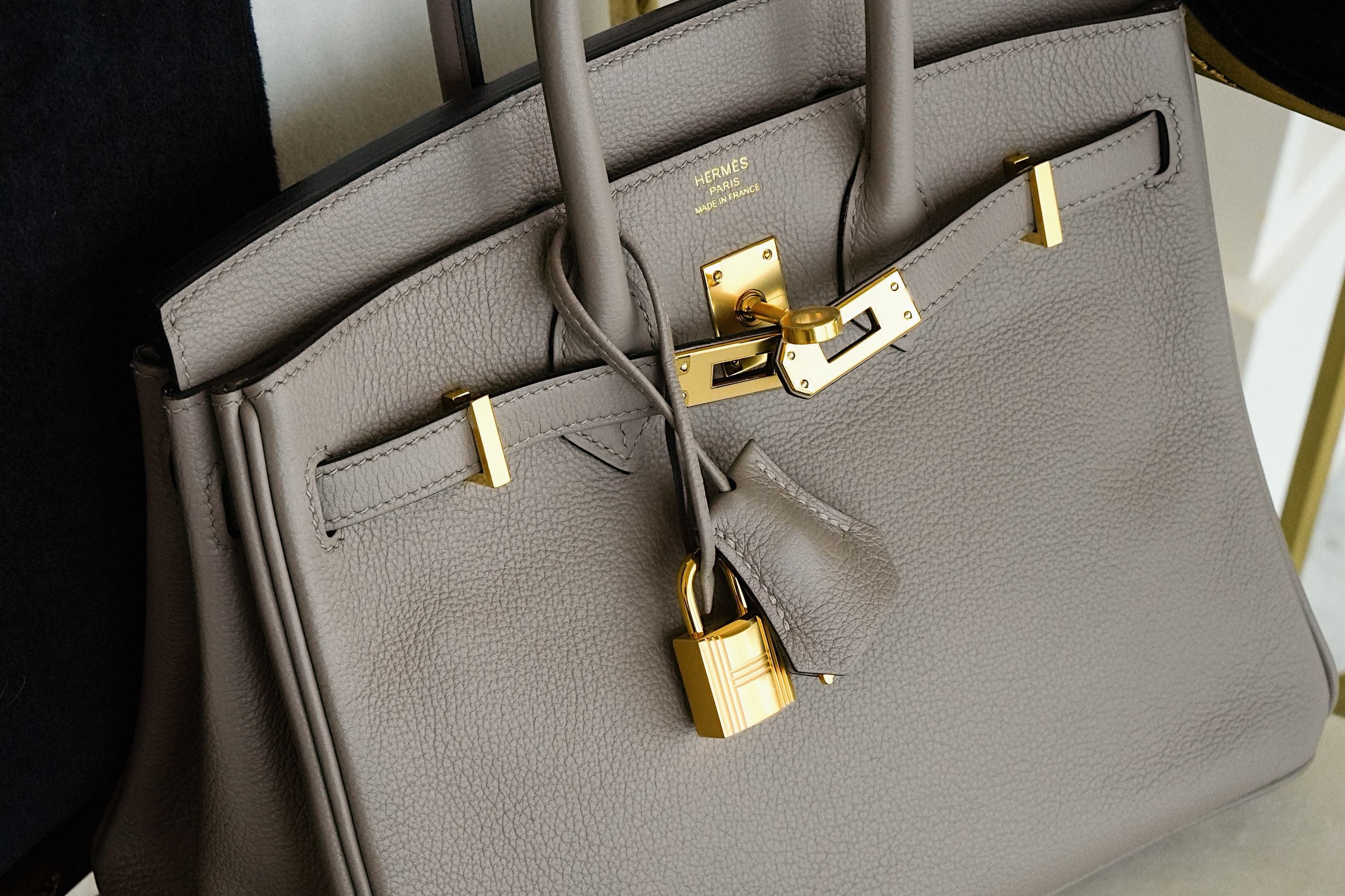 Product image 14 of 17: Birkin 25 Gris Asphalte Novillo Gold Plated D Stamp