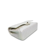 Product image 9 of 16: 20B White Iridescent Calfskin Quilted Classic Flap Medium Light Gold Hardware