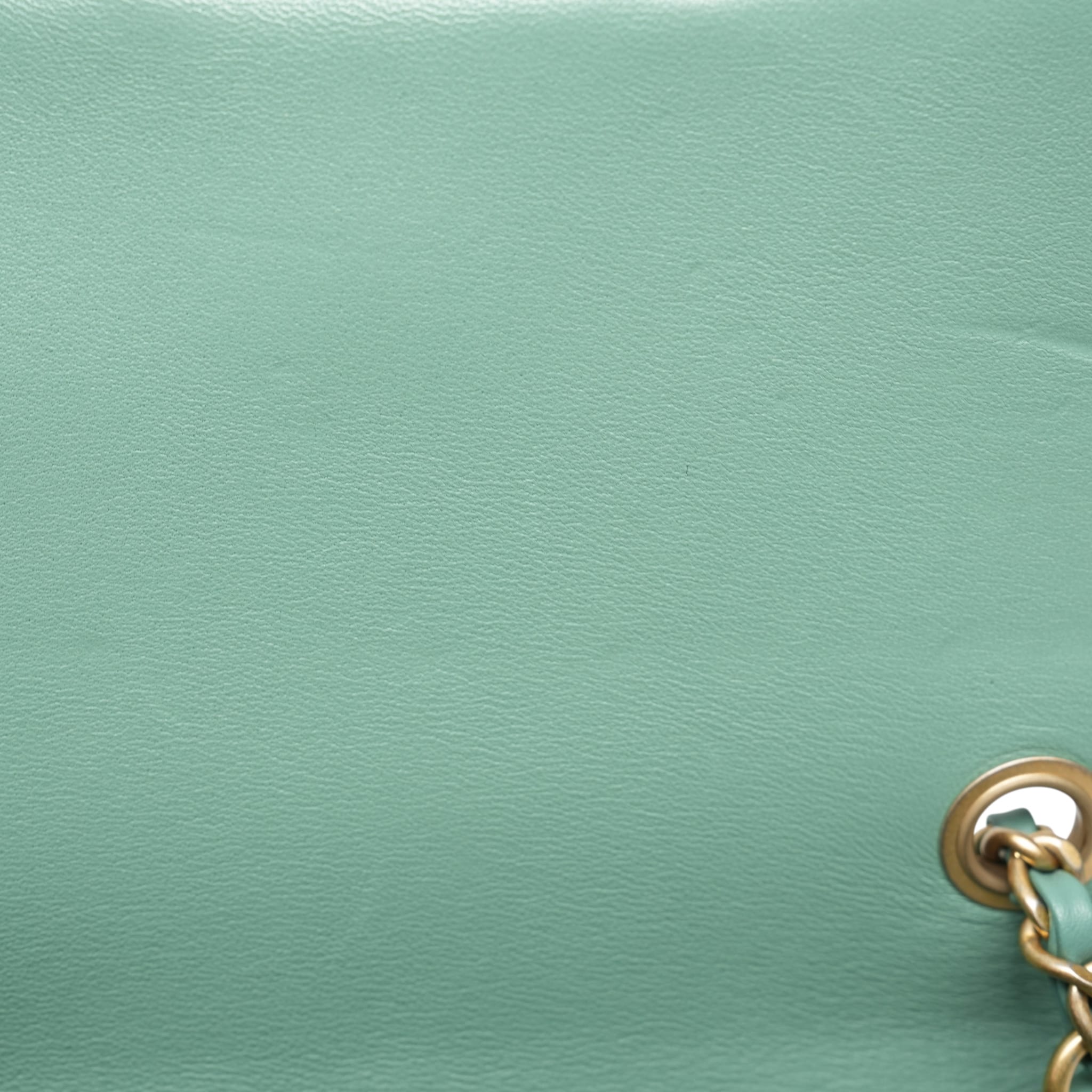 Product image 17 of 23: Green Lambskin Quilted Pearl Crush Mini Square Flap AGHW