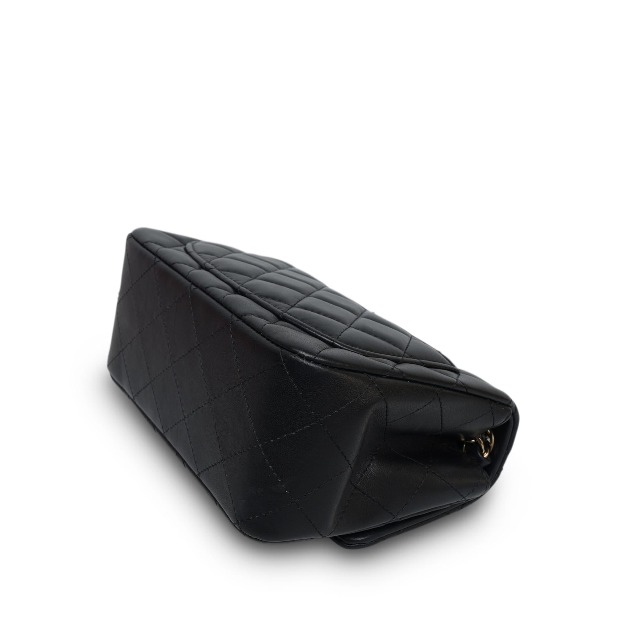 Product image 17 of 21: Black Lambskin Quilted Square Flap Mini Light Gold Hardware