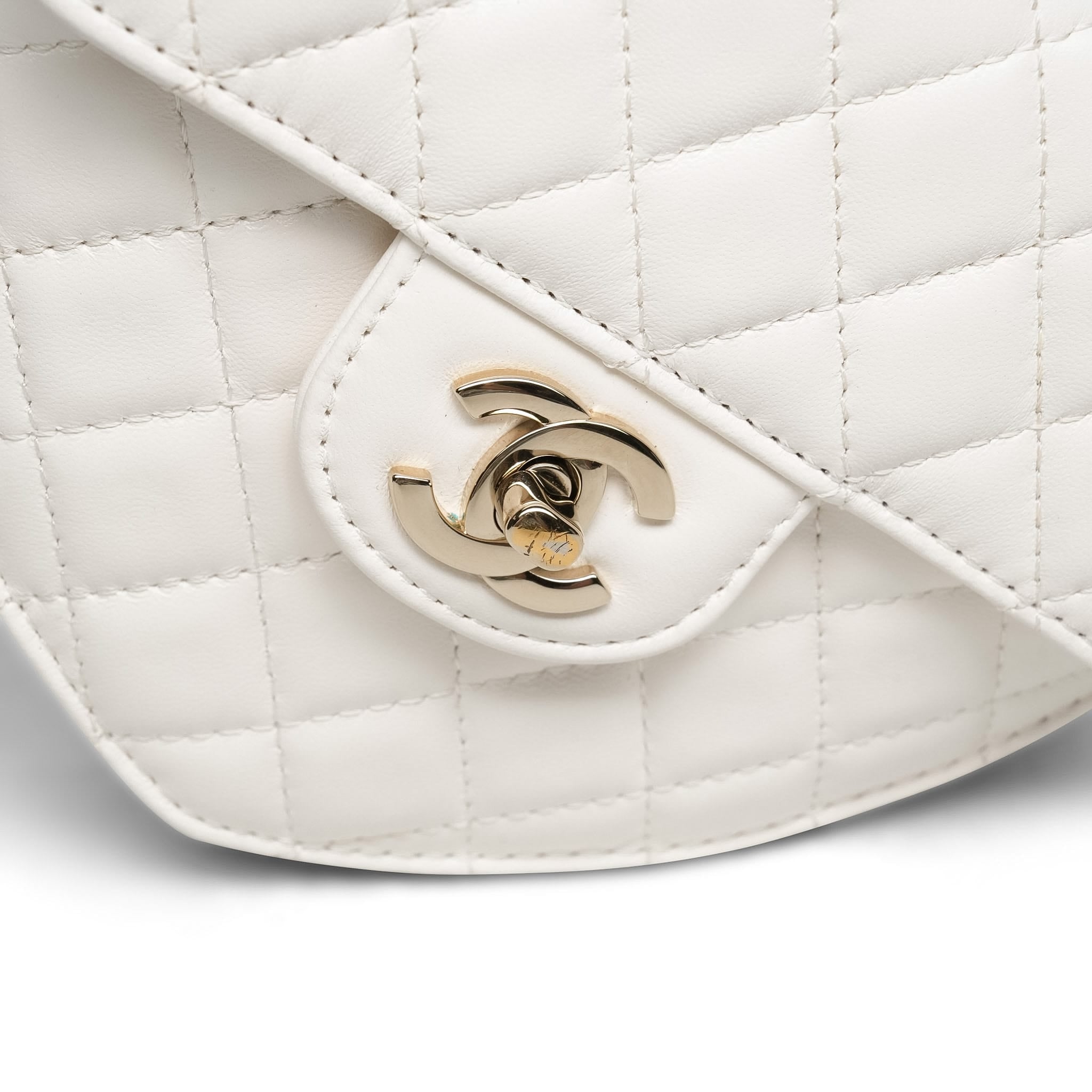 Product image 3 of 17: 25B White Lambskin Quilted Heart Bag Large LGHW