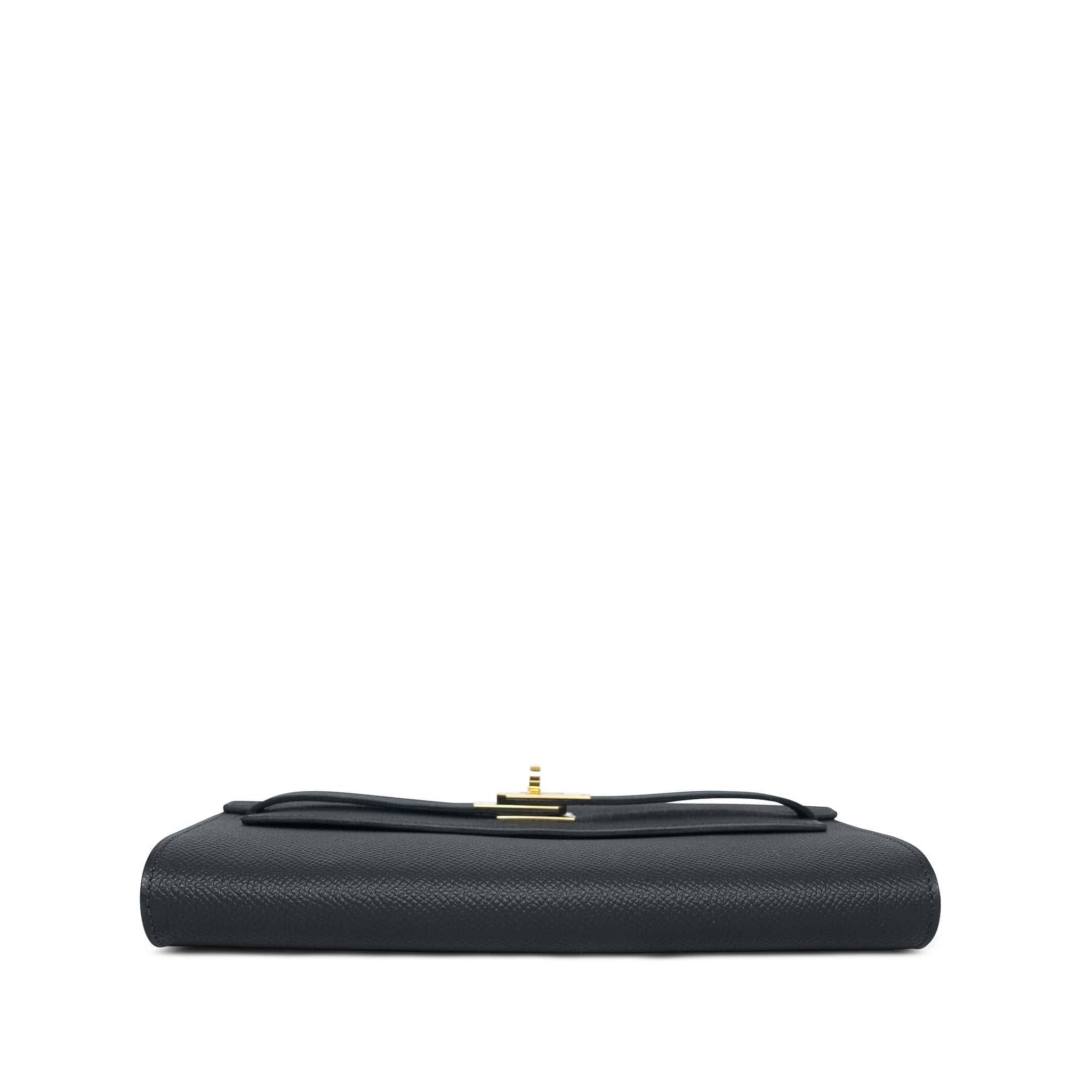 Product image 8 of 15: Kelly Wallet To Go Black Epsom Gold Plated G Stamp