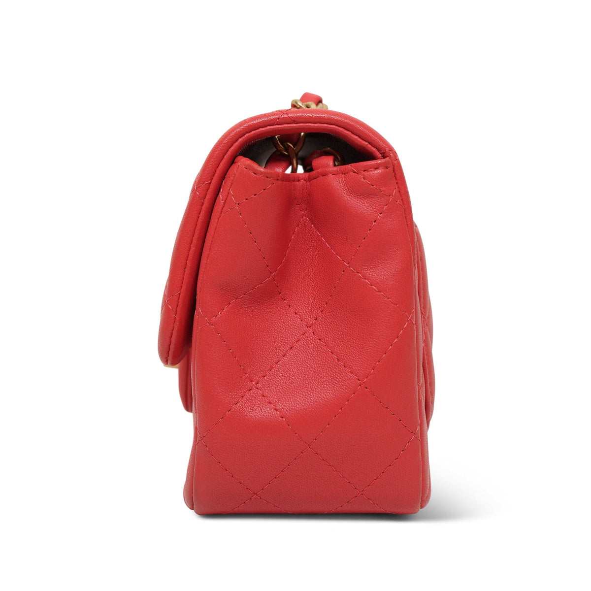 Red Lambskin Quilted Mini Square Flap AGHW
