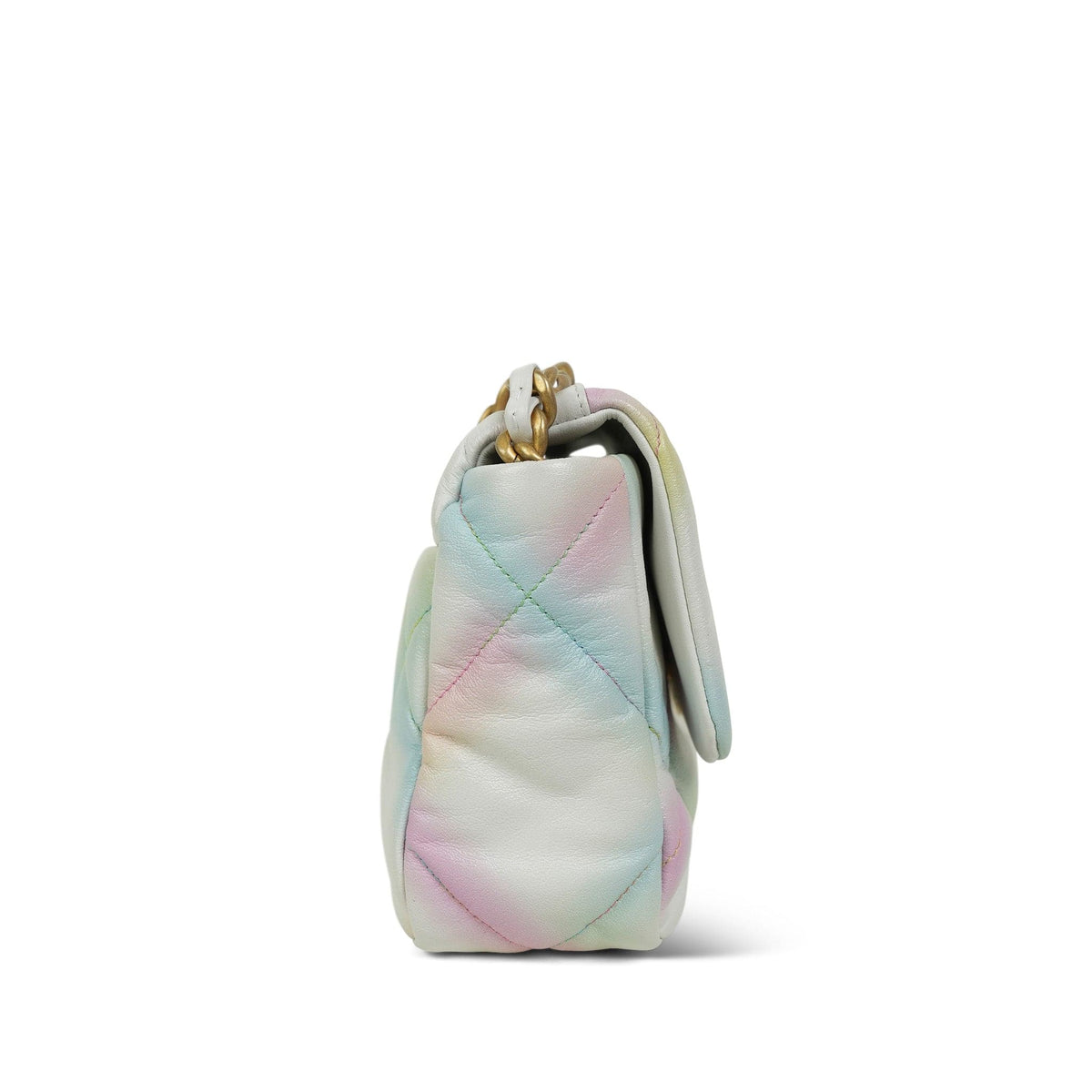 White Rainbow Goatskin Quilted 19 Flap Small MHW