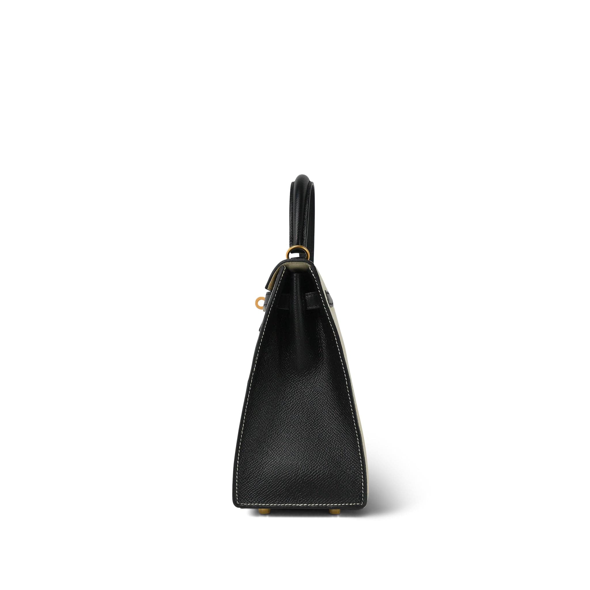 Kelly Sellier 25 Bi-Color Horseshoe (HSS) Craie/Noir Epsom Gold